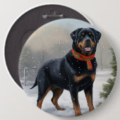 Rottweiler Hond in Sneeuw Kerstmis Ronde Button 6,0 Cm (Voorkant /achterkant)