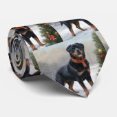 Rottweiler Hond in Sneeuw Kerstmis Stropdas (Opgerold)