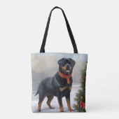 Rottweiler Hond in Sneeuw Kerstmis Tote Bag (Achterkant)