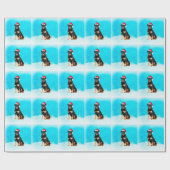 Rottweiler Hond in Sneeuw Met Santa Hoed Cadeaupapier (Vlak)