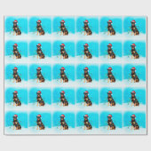 Rottweiler Hond in Sneeuw Met Santa Hoed Lichten Cadeaupapier (Vlak)