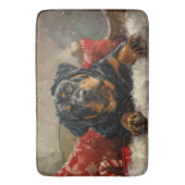 Rottweiler Hond Kerst Feestelijk Badmat (Voorkant Verticaal)