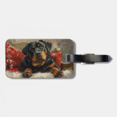 Rottweiler Hond Kerst Feestelijk Bagagelabel (Achterkant horizontaal)