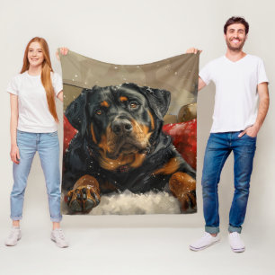 Rottweiler Hond Kerst Feestelijk Fleece Deken