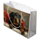 Rottweiler Hond Kerst Feestelijk Groot Cadeauzakje (Achterkant Gekanteld)