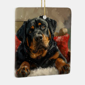 Rottweiler Hond Kerst Feestelijk Keramisch Ornament (Rechts)