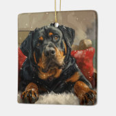 Rottweiler Hond Kerst Feestelijk Keramisch Ornament (Links)