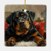 Rottweiler Hond Kerst Feestelijk Keramisch Ornament (Achterkant)