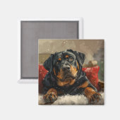 Rottweiler Hond Kerst Feestelijk Magneet (Voorkant / Achterkant)