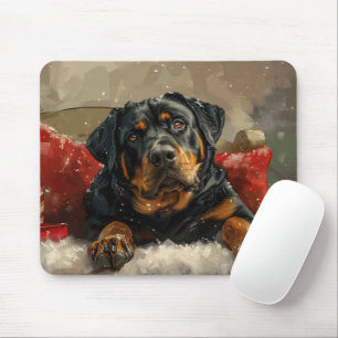 Rottweiler Hond Kerst Feestelijk Muismat