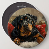 Rottweiler Hond Kerst Feestelijk Ronde Button 6,0 Cm (Voorkant /achterkant)