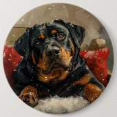 Rottweiler Hond Kerst Feestelijk Ronde Button 6,0 Cm (Voorkant)