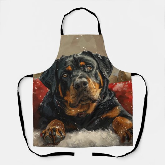 Rottweiler Hond Kerst Feestelijk Schort (Voorkant)