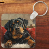Rottweiler Hond Kerst Feestelijk Sleutelhanger (Achterkant)