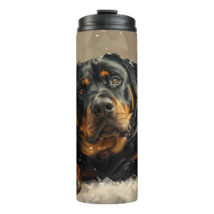 Rottweiler Hond Kerst Feestelijk Thermosbeker
