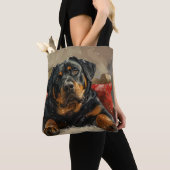 Rottweiler Hond Kerst Feestelijk Tote Bag (Dichtbij)