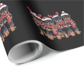 Rottweiler Hond Kerst Kerstmis Familie Papa Mam Cadeaupapier (Rol Hoek)
