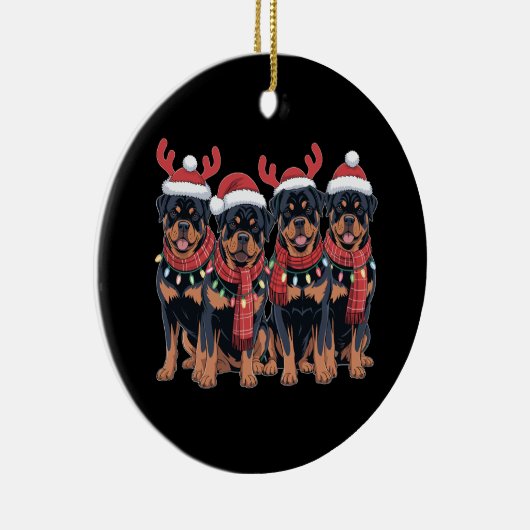 Rottweiler Hond Kerst Kerstmis Familie Papa Mam Keramisch Ornament (Rechts)