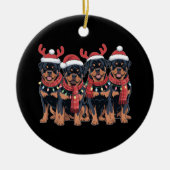 Rottweiler Hond Kerst Kerstmis Familie Papa Mam Keramisch Ornament (Voorkant)