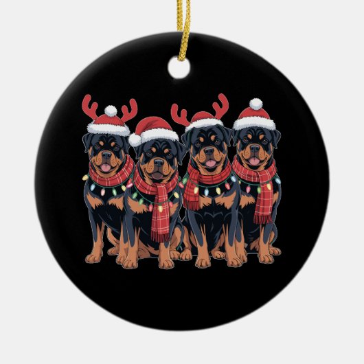 Rottweiler Hond Kerst Kerstmis Familie Papa Mam Keramisch Ornament (Voorkant)