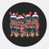 Rottweiler Hond Kerst Kerstmis Familie Papa Mam Ronde Sticker (Voorkant)