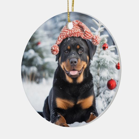 Rottweiler Hond Kerst Ornament (Links)