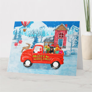 Rottweiler hond Kerstbezorgwagen Sneeuw Kaart