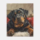 Rottweiler Hond Kerstfeest Fleece Deken (Voorkant)