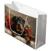 Rottweiler Hond Kerstfeest Groot Cadeauzakje (Voorkant Gekanteld)