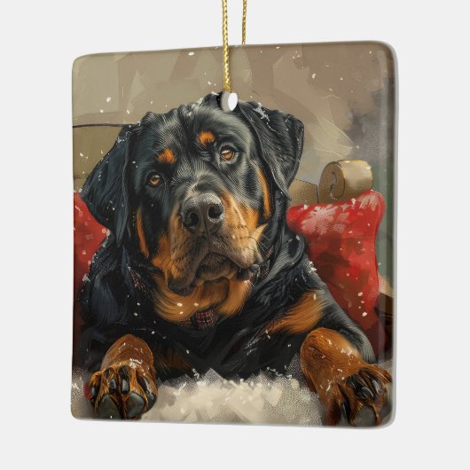 Rottweiler Hond Kerstfeest Keramisch Ornament (Links)