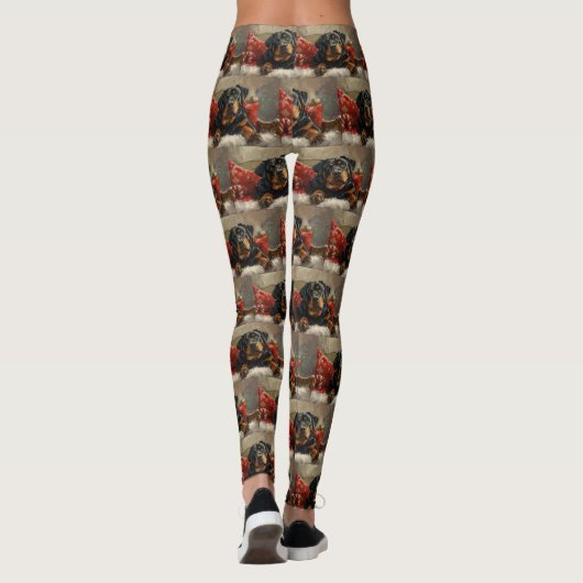 Rottweiler Hond Kerstfeest Leggings (Achterkant)