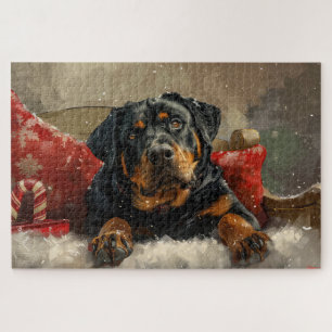 Rottweiler Hond Kerstfeest Legpuzzel