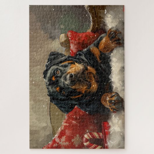 Rottweiler Hond Kerstfeest Legpuzzel (Verticaal)