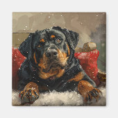 Rottweiler Hond Kerstfeest Magneet (Voorkant)