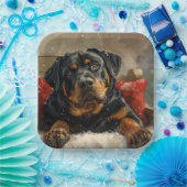 Rottweiler Hond Kerstfeest Papieren Bordje (Feest)
