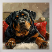 Rottweiler Hond Kerstfeest Poster (Voorkant)