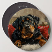 Rottweiler Hond Kerstfeest Ronde Button 6,0 Cm (Voorkant /achterkant)