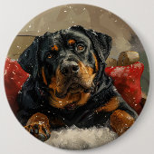 Rottweiler Hond Kerstfeest Ronde Button 6,0 Cm (Voorkant)