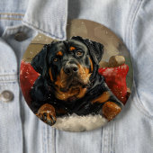 Rottweiler Hond Kerstfeest Ronde Button 6,0 Cm (In situ)
