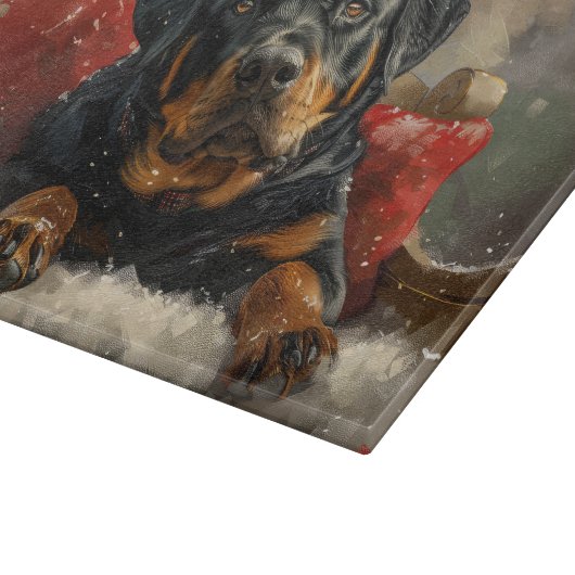 Rottweiler Hond Kerstfeest Snijplank (Hoek)