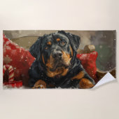 Rottweiler Hond Kerstfeest Strandlaken (Voorkant)