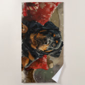 Rottweiler Hond Kerstfeest Strandlaken (Voorkant)