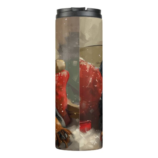 Rottweiler Hond Kerstfeest Thermosbeker (Achterkant)