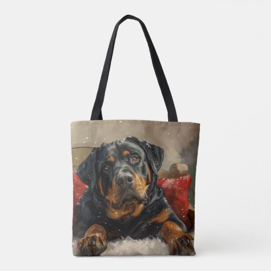 Rottweiler Hond Kerstfeest Tote Bag (Achterkant)
