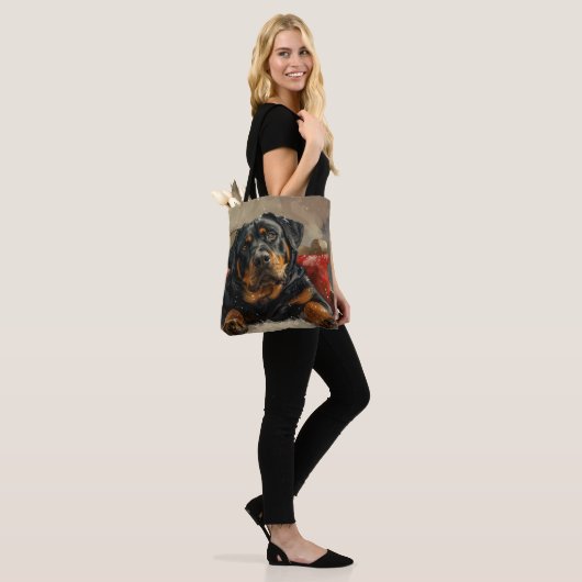 Rottweiler Hond Kerstfeest Tote Bag (Op model)