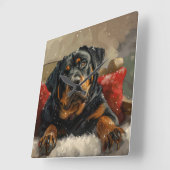 Rottweiler Hond Kerstfeest Vierkante Klok (Hoek)