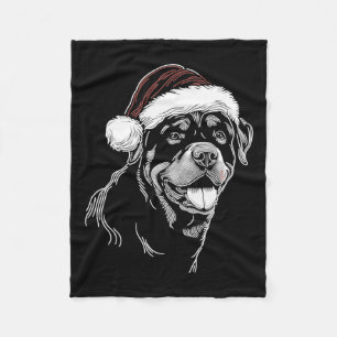 Rottweiler Hond Kerstman Hoed Kerst Kerstmis Panam Fleece Deken