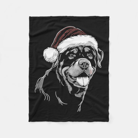 Rottweiler Hond Kerstman Hoed Kerst Kerstmis Panam Fleece Deken (Voorkant)