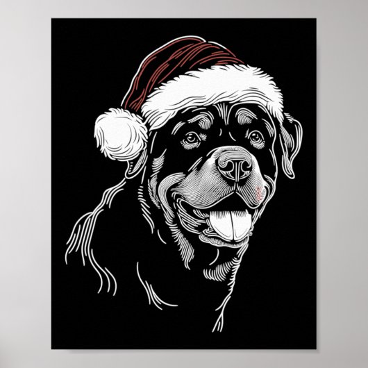 Rottweiler Hond Kerstman Hoed Kerst Kerstmis Panam Poster (Voorkant)