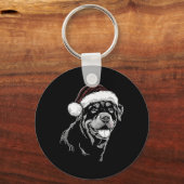 Rottweiler Hond Kerstman Hoed Kerst Kerstmis Panam Sleutelhanger (Voorkant)